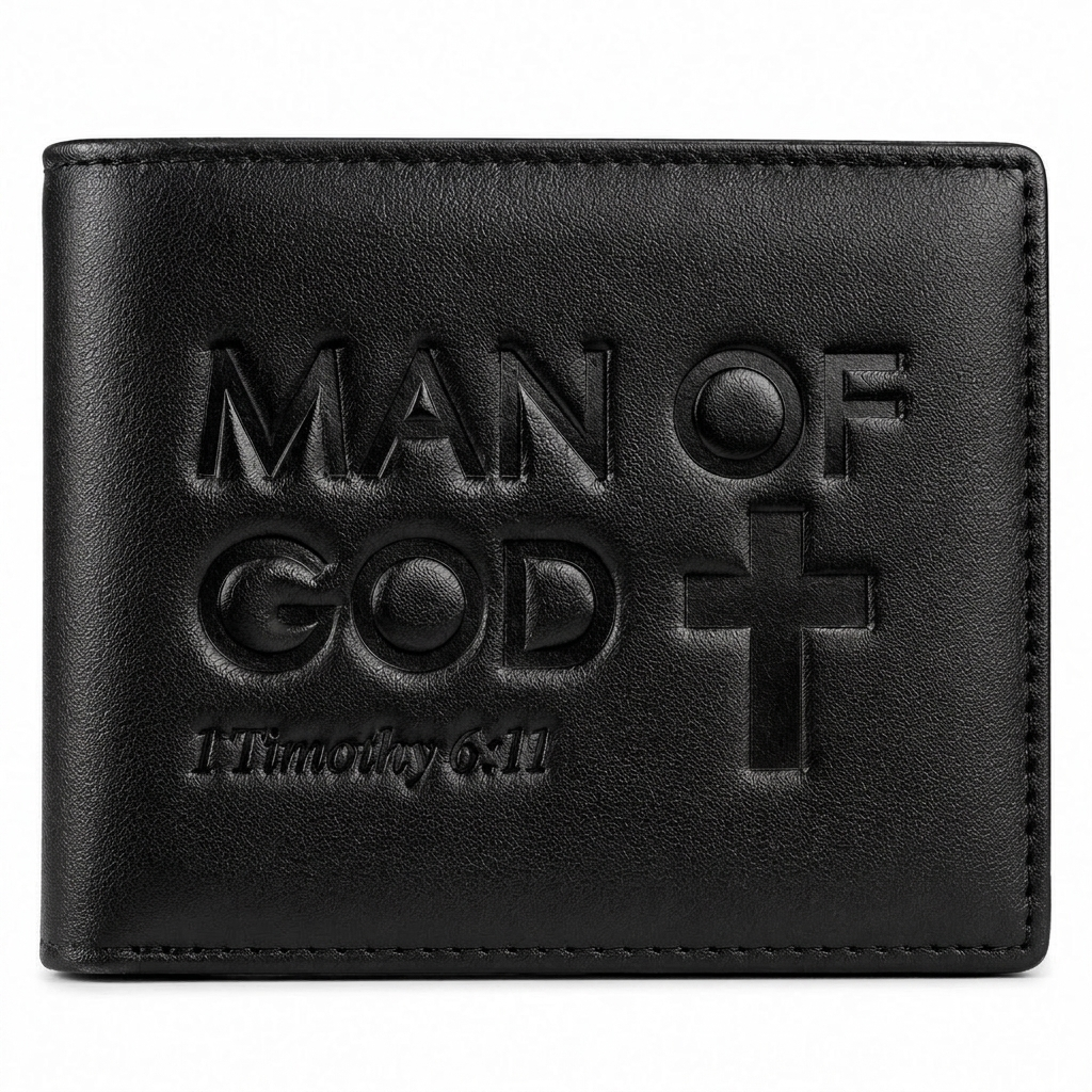 Man of God Top Grain Leather Wallet (1 Timothy 6:11)