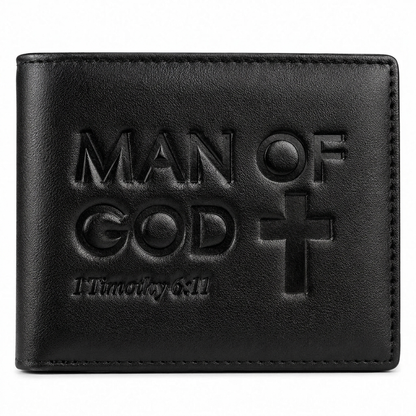 Man of God Top Grain Leather Wallet (1 Timothy 6:11)