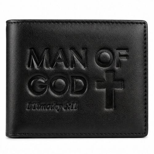 Man of God Top Grain Leather Wallet (1 Timothy 6:11)