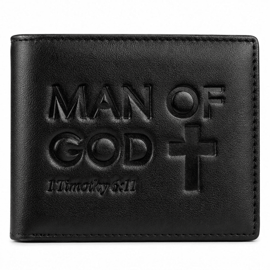 Man of God Top Grain Leather Wallet (1 Timothy 6:11) - EliorWatches